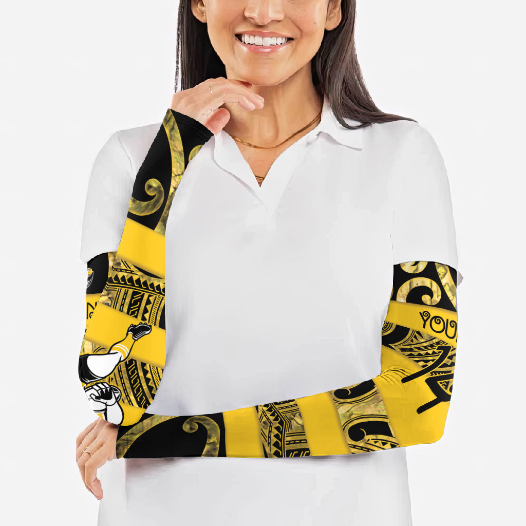 Taranaki Custom Rugby New Zealand Arm Sleeves Aotearoa Maori Pukana Tiki Mascot