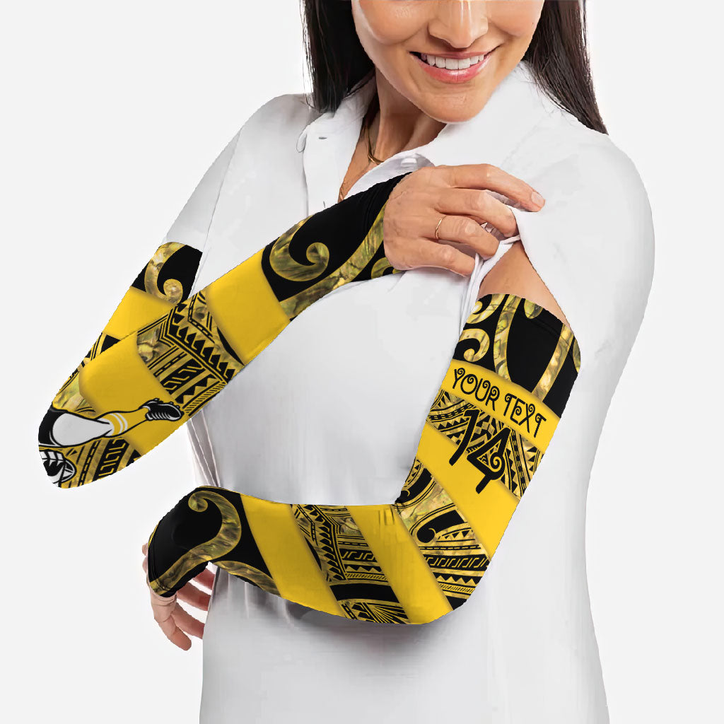 Taranaki Custom Rugby New Zealand Arm Sleeves Aotearoa Maori Pukana Tiki Mascot