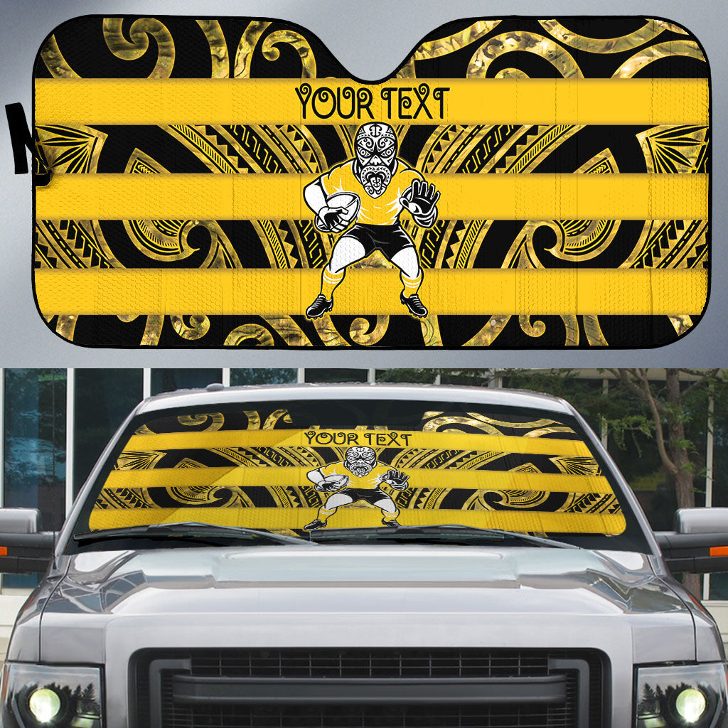 Taranaki Custom Rugby New Zealand Auto Sun Shade Aotearoa Maori Pukana Tiki Mascot