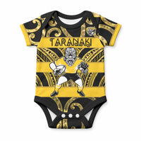 Taranaki Custom Rugby New Zealand Baby Onesie Aotearoa Maori Pukana Tiki Mascot