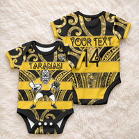 Taranaki Custom Rugby New Zealand Baby Onesie Aotearoa Maori Pukana Tiki Mascot