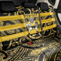 Taranaki Custom Rugby New Zealand Back Car Seat Cover Aotearoa Maori Pukana Tiki Mascot