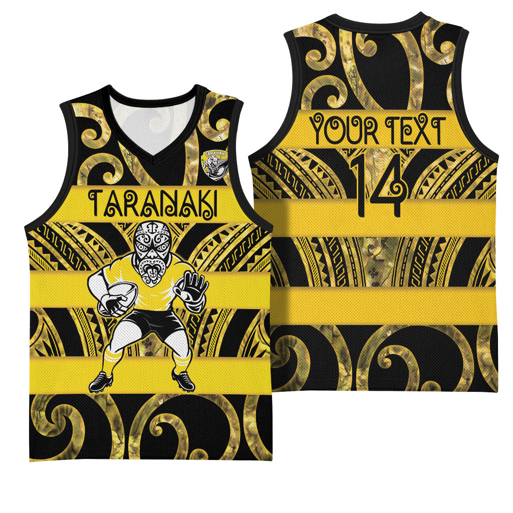 Taranaki Custom Rugby New Zealand Basketball Jersey Aotearoa Maori Pukana Tiki Mascot