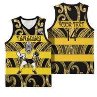 Taranaki Custom Rugby New Zealand Basketball Jersey Aotearoa Maori Pukana Tiki Mascot
