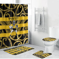 Taranaki Custom Rugby New Zealand Bathroom Set Aotearoa Maori Pukana Tiki Mascot