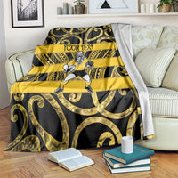 Taranaki Custom Rugby New Zealand Blanket Aotearoa Maori Pukana Tiki Mascot