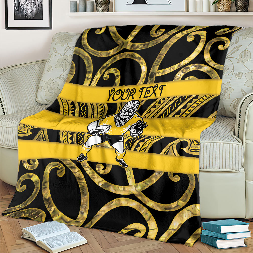 Taranaki Custom Rugby New Zealand Blanket Aotearoa Maori Pukana Tiki Mascot