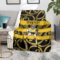 Taranaki Custom Rugby New Zealand Blanket Aotearoa Maori Pukana Tiki Mascot