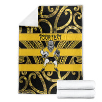 Taranaki Custom Rugby New Zealand Blanket Aotearoa Maori Pukana Tiki Mascot