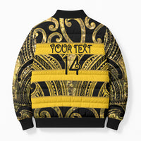 Taranaki Custom Rugby New Zealand Bomber Puffer Jacket Aotearoa Maori Pukana Tiki Mascot