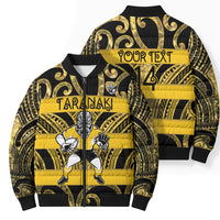 Taranaki Custom Rugby New Zealand Bomber Puffer Jacket Aotearoa Maori Pukana Tiki Mascot