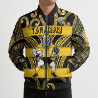 Taranaki Custom Rugby New Zealand Bomber Puffer Jacket Aotearoa Maori Pukana Tiki Mascot