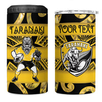 Taranaki Custom Rugby New Zealand 4 in 1 Can Cooler Tumbler Aotearoa Maori Pukana Tiki Mascot
