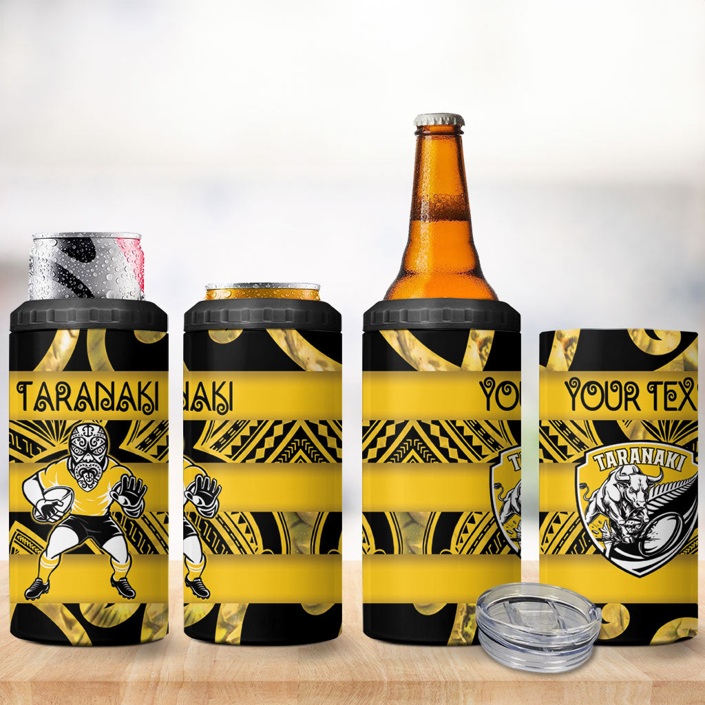 Taranaki Custom Rugby New Zealand 4 in 1 Can Cooler Tumbler Aotearoa Maori Pukana Tiki Mascot
