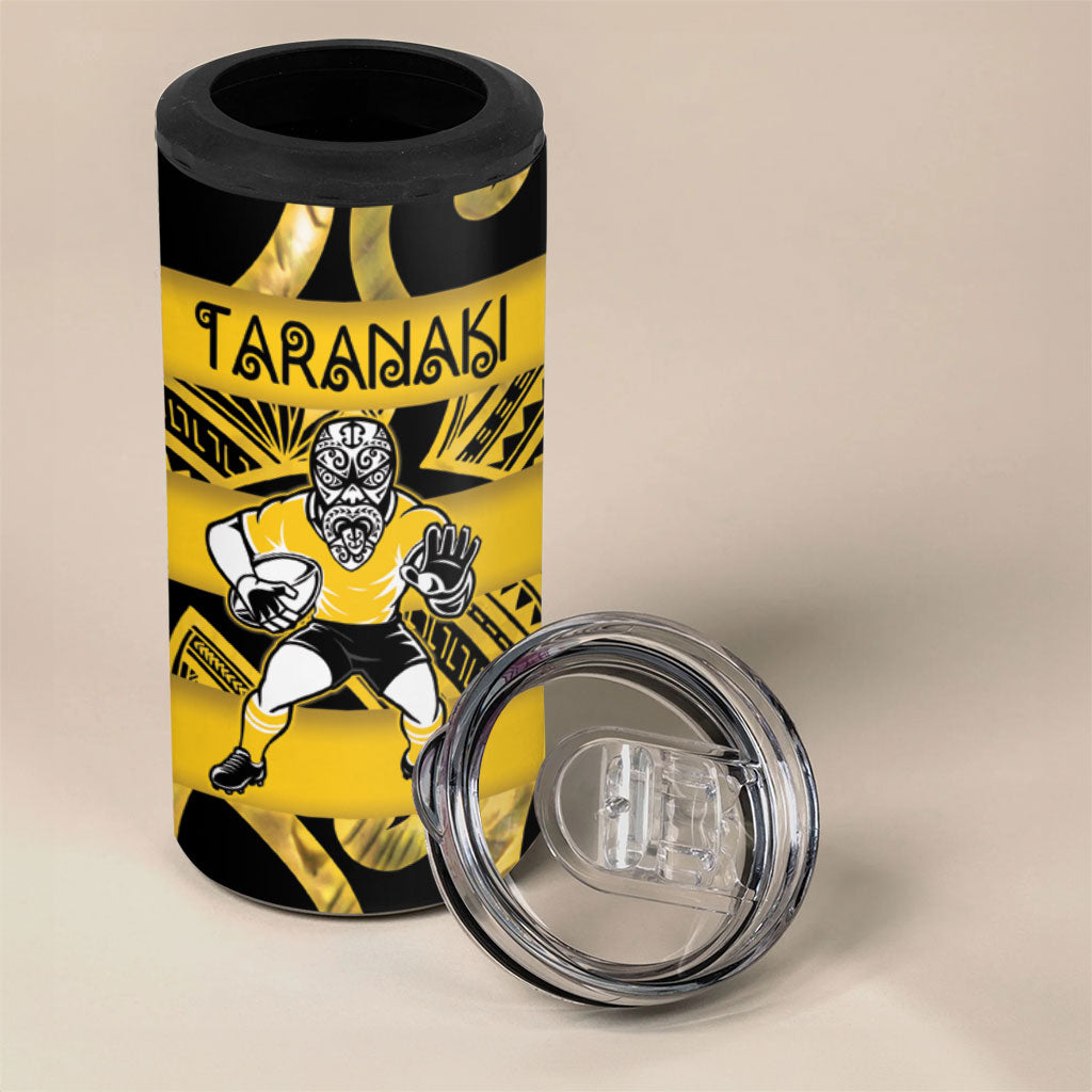 Taranaki Custom Rugby New Zealand 4 in 1 Can Cooler Tumbler Aotearoa Maori Pukana Tiki Mascot