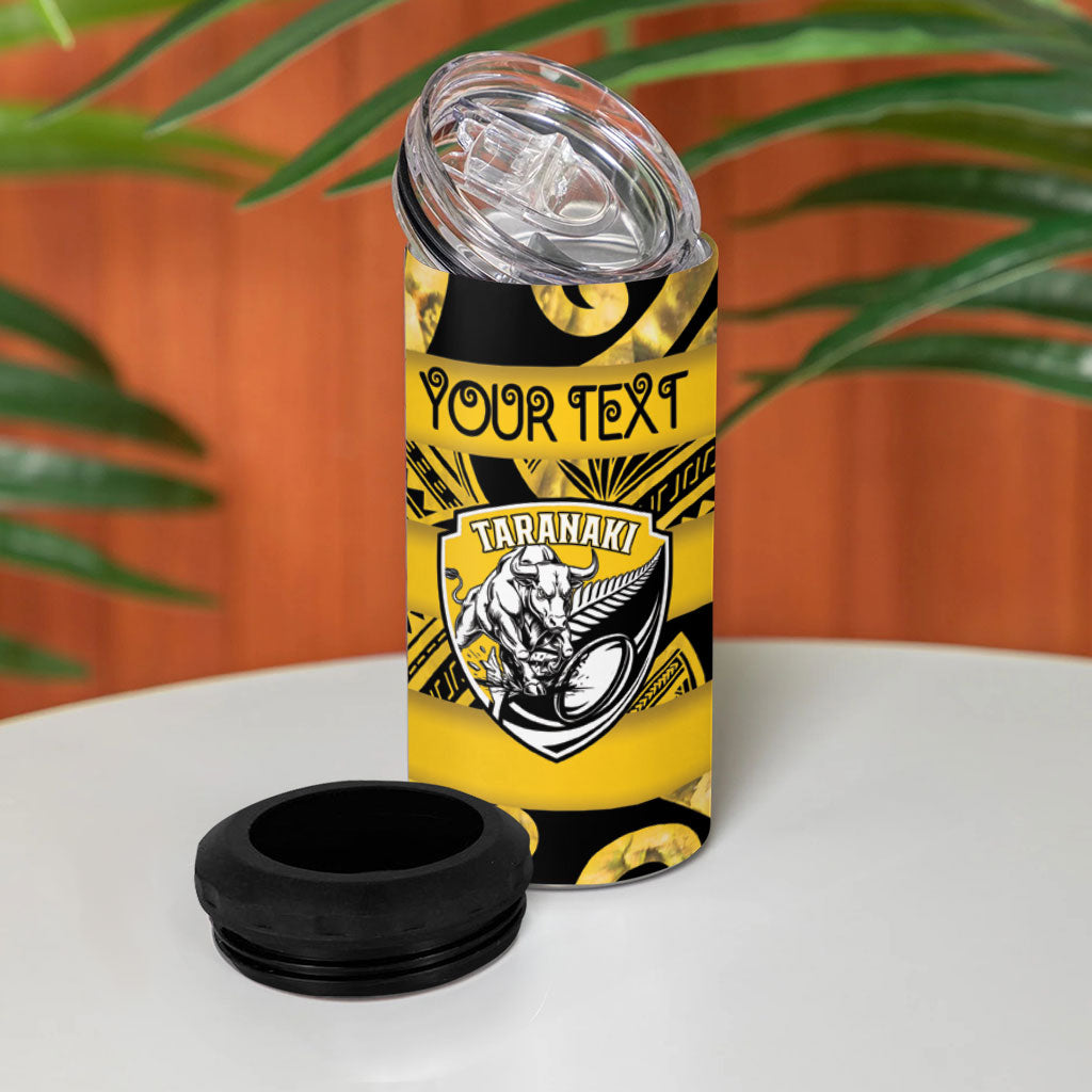 Taranaki Custom Rugby New Zealand 4 in 1 Can Cooler Tumbler Aotearoa Maori Pukana Tiki Mascot