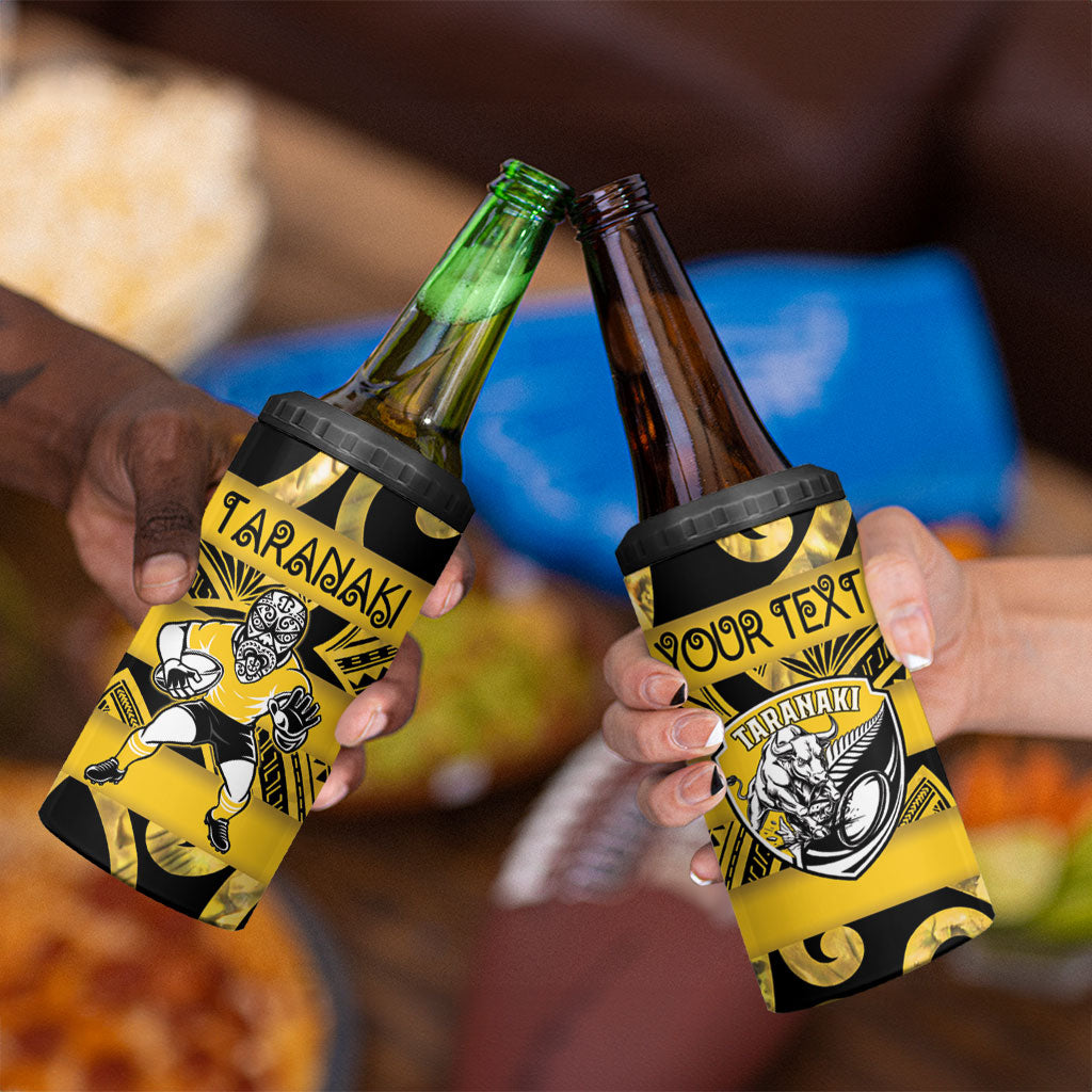 Taranaki Custom Rugby New Zealand 4 in 1 Can Cooler Tumbler Aotearoa Maori Pukana Tiki Mascot