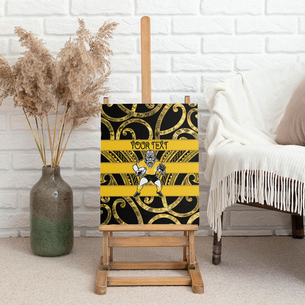 Taranaki Custom Rugby New Zealand Canvas Wall Art Aotearoa Maori Pukana Tiki Mascot