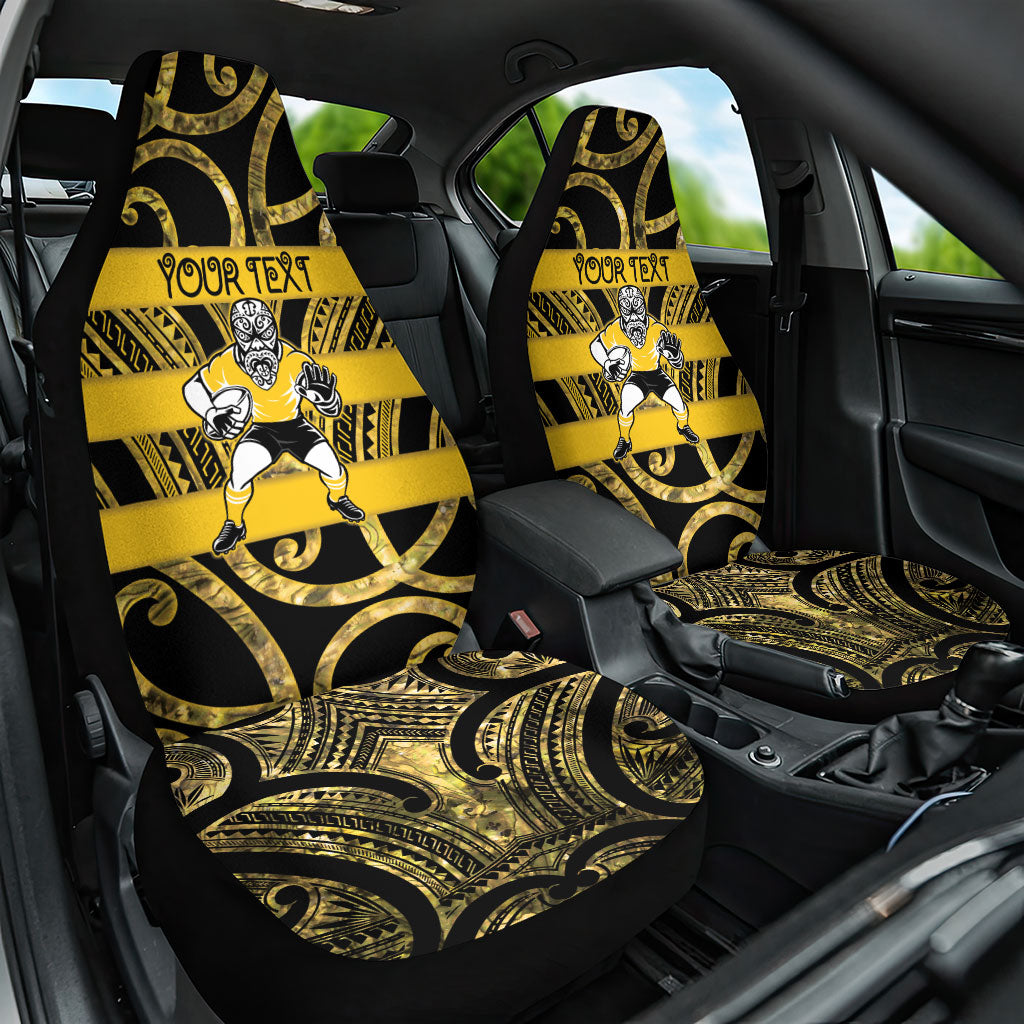 Taranaki Custom Rugby New Zealand Car Seat Cover Aotearoa Maori Pukana Tiki Mascot