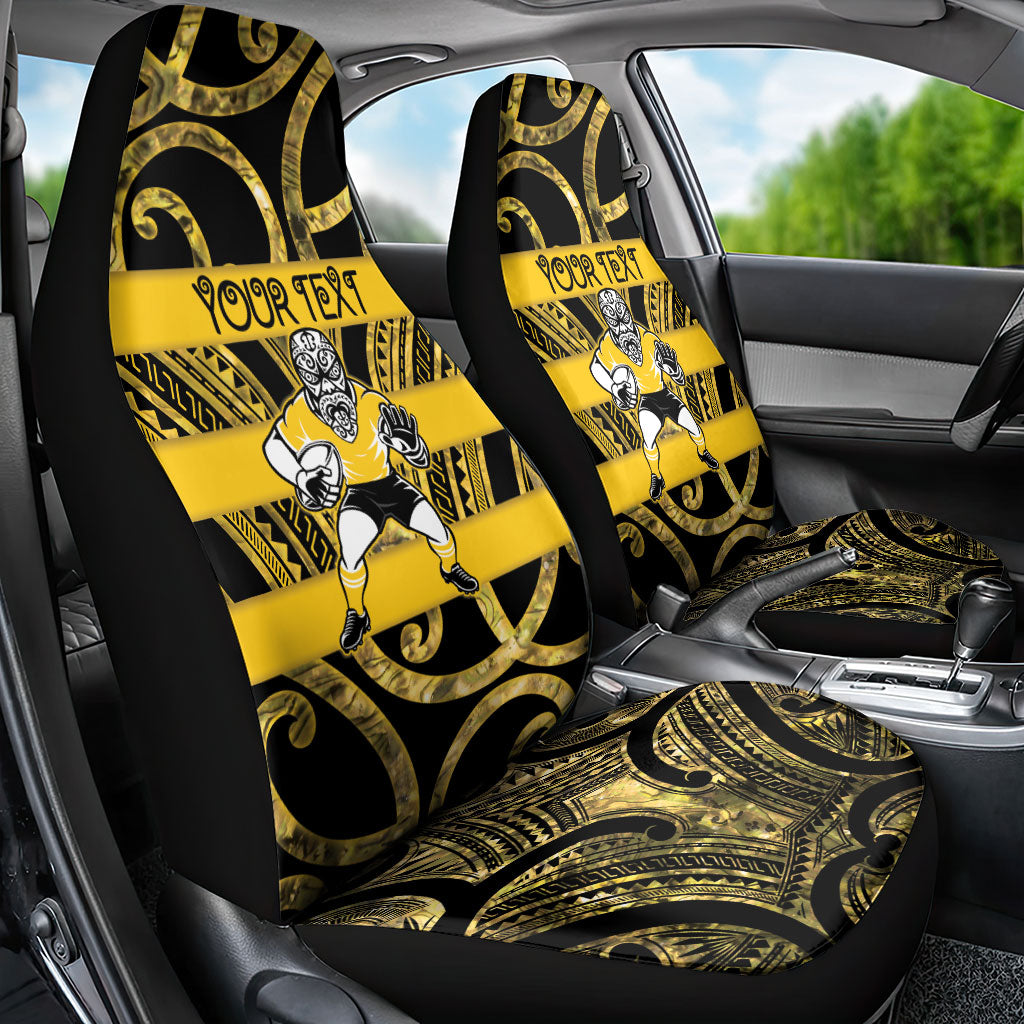 Taranaki Custom Rugby New Zealand Car Seat Cover Aotearoa Maori Pukana Tiki Mascot