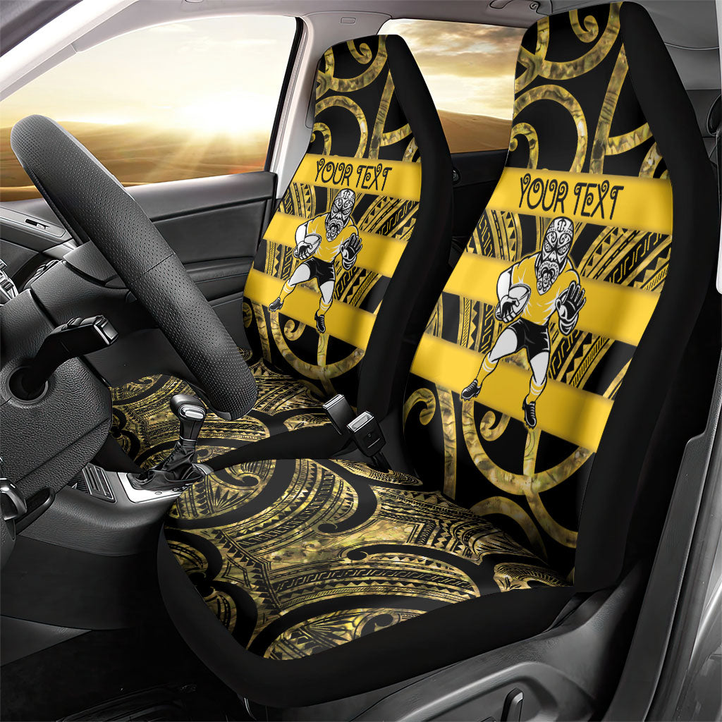 Taranaki Custom Rugby New Zealand Car Seat Cover Aotearoa Maori Pukana Tiki Mascot