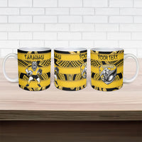 Taranaki Custom Rugby New Zealand Ceramic Mug Aotearoa Maori Pukana Tiki Mascot
