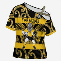 Taranaki Custom Rugby New Zealand Cross Shoulder Shirt Aotearoa Maori Pukana Tiki Mascot