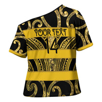Taranaki Custom Rugby New Zealand Cross Shoulder Shirt Aotearoa Maori Pukana Tiki Mascot