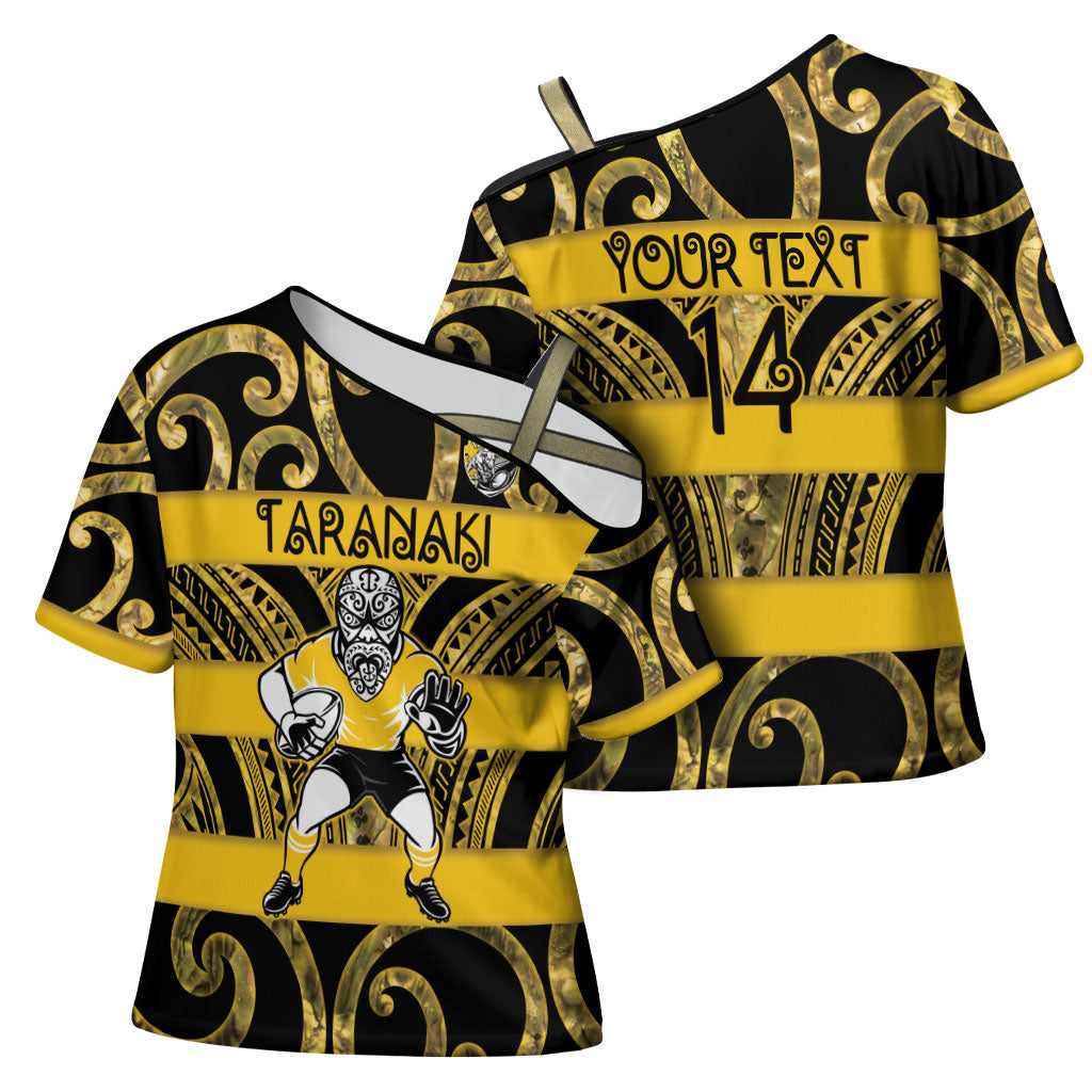 Taranaki Custom Rugby New Zealand Cross Shoulder Shirt Aotearoa Maori Pukana Tiki Mascot