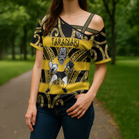 Taranaki Custom Rugby New Zealand Cross Shoulder Shirt Aotearoa Maori Pukana Tiki Mascot