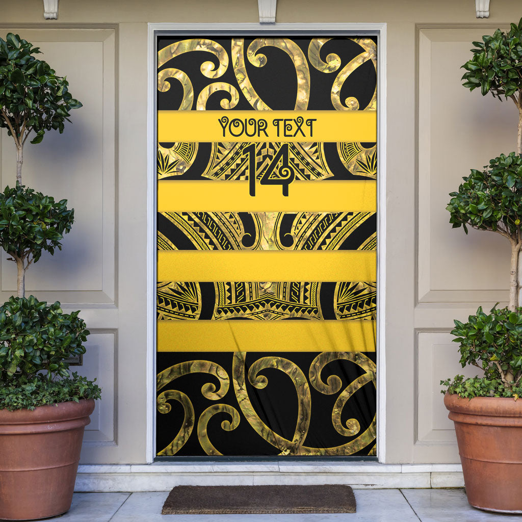 Taranaki Custom Rugby New Zealand Door Cover Aotearoa Maori Pukana Tiki Mascot