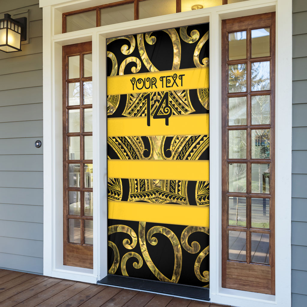Taranaki Custom Rugby New Zealand Door Cover Aotearoa Maori Pukana Tiki Mascot