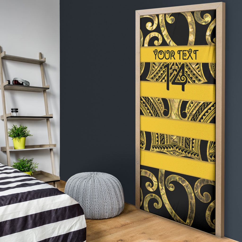 Taranaki Custom Rugby New Zealand Door Cover Aotearoa Maori Pukana Tiki Mascot