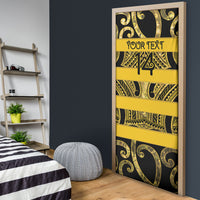 Taranaki Custom Rugby New Zealand Door Cover Aotearoa Maori Pukana Tiki Mascot