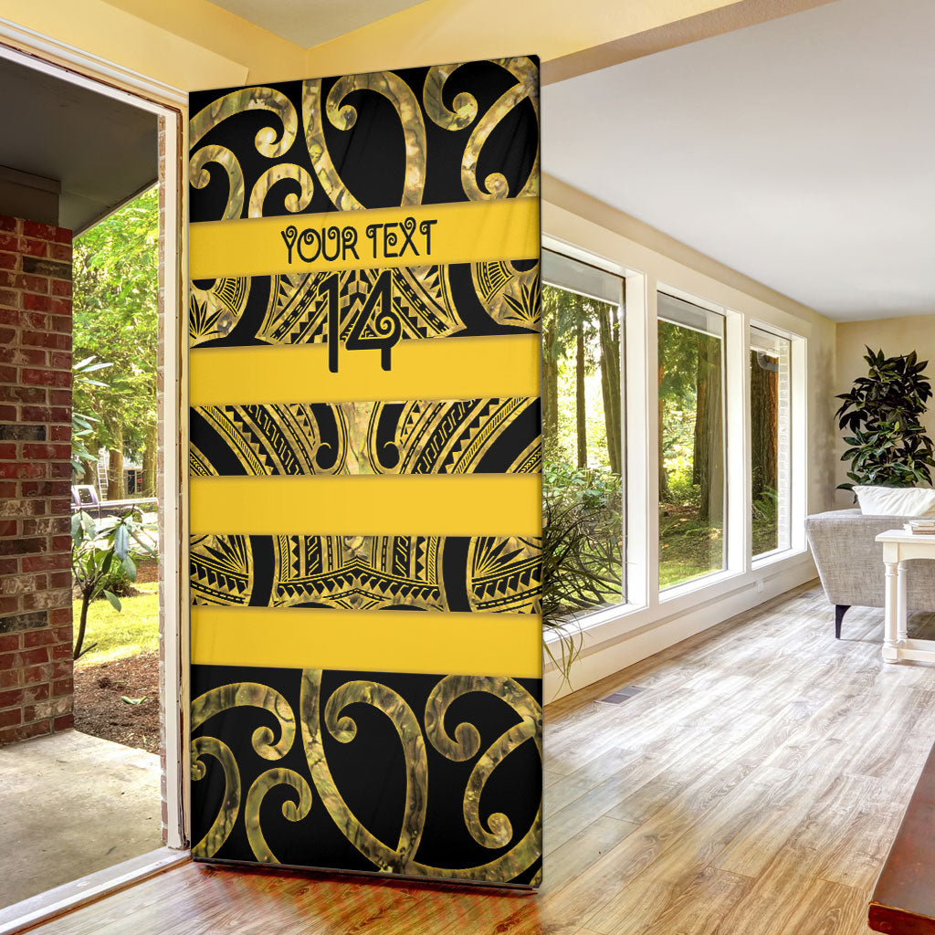 Taranaki Custom Rugby New Zealand Door Cover Aotearoa Maori Pukana Tiki Mascot