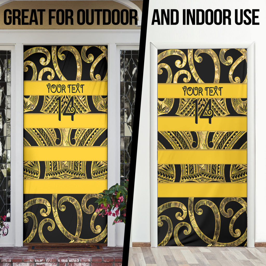 Taranaki Custom Rugby New Zealand Door Cover Aotearoa Maori Pukana Tiki Mascot
