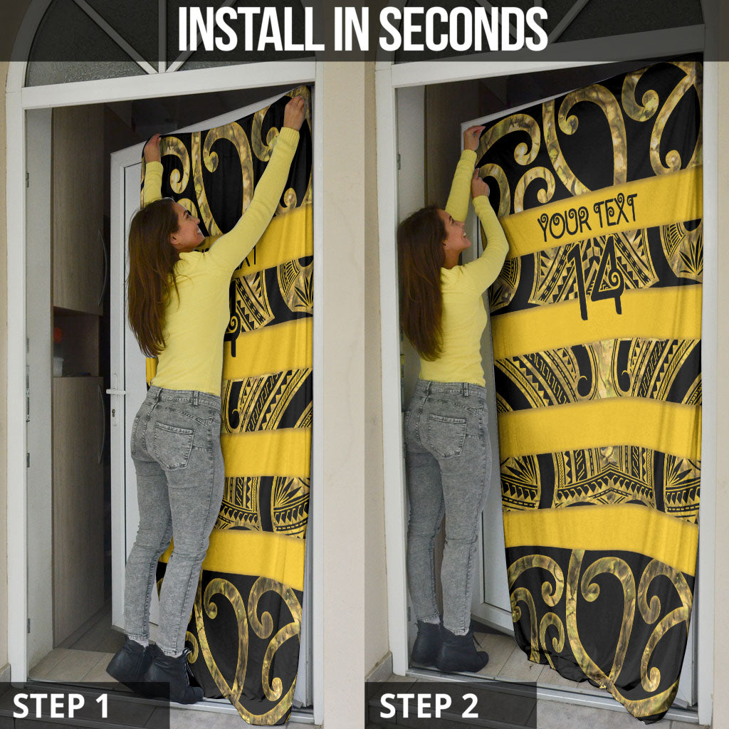 Taranaki Custom Rugby New Zealand Door Cover Aotearoa Maori Pukana Tiki Mascot