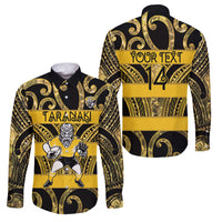 Taranaki Custom Rugby New Zealand Family Matching Long Sleeve Bodycon Dress and Hawaiian Shirt Aotearoa Maori Pukana Tiki Mascot