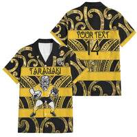 Taranaki Custom Rugby New Zealand Family Matching Off Shoulder Maxi Dress and Hawaiian Shirt Aotearoa Maori Pukana Tiki Mascot
