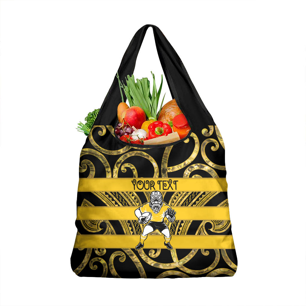 Taranaki Custom Rugby New Zealand Grocery Bag Aotearoa Maori Pukana Tiki Mascot