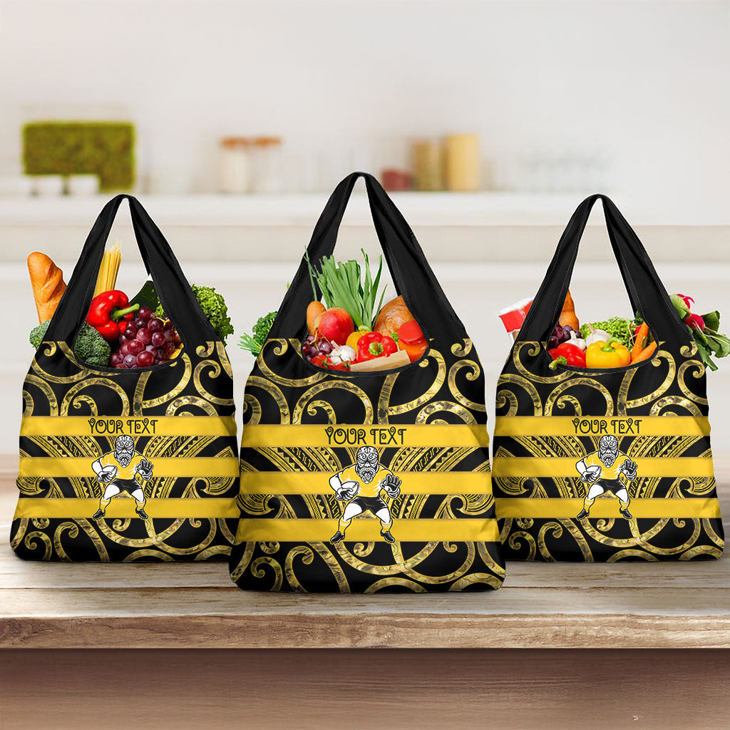 Taranaki Custom Rugby New Zealand Grocery Bag Aotearoa Maori Pukana Tiki Mascot