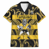 Taranaki Custom Rugby New Zealand Hawaiian Shirt Aotearoa Maori Pukana Tiki Mascot