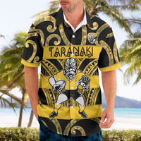 Taranaki Custom Rugby New Zealand Hawaiian Shirt Aotearoa Maori Pukana Tiki Mascot