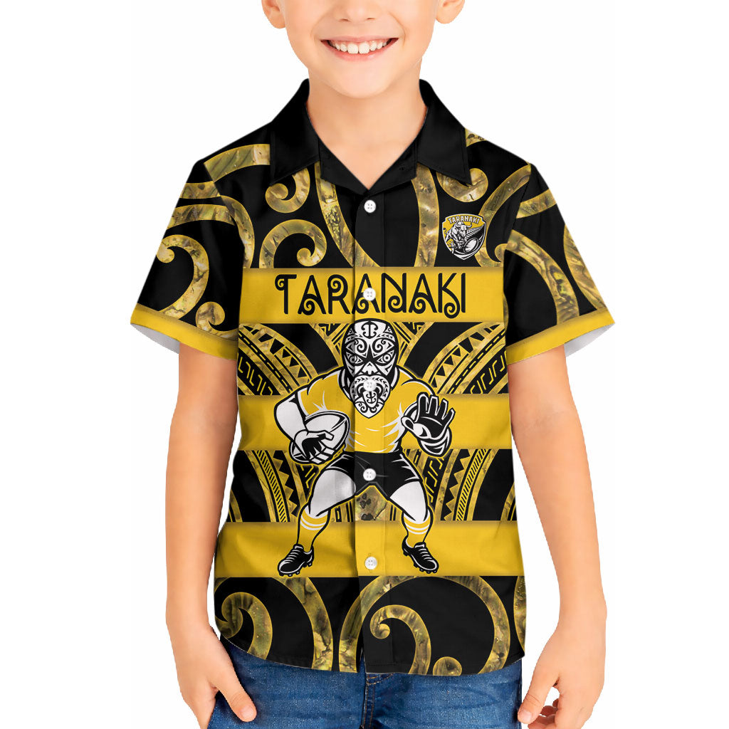 Taranaki Custom Rugby New Zealand Hawaiian Shirt Aotearoa Maori Pukana Tiki Mascot