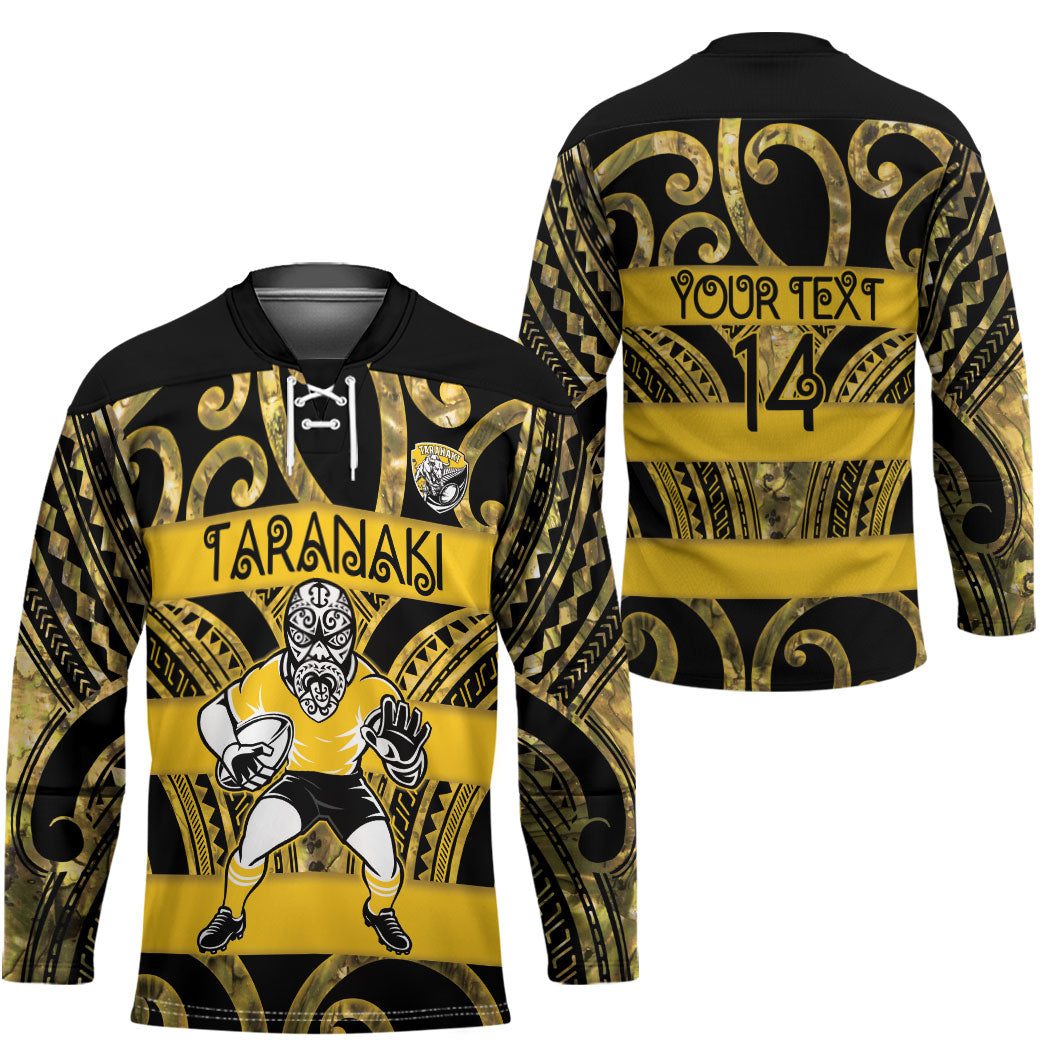 Taranaki Custom Rugby New Zealand Hockey Jersey Aotearoa Maori Pukana Tiki Mascot