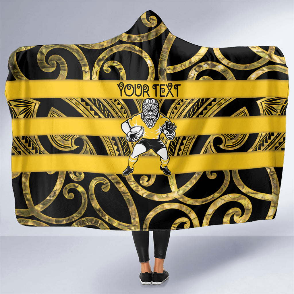 Taranaki Custom Rugby New Zealand Hooded Blanket Aotearoa Maori Pukana Tiki Mascot