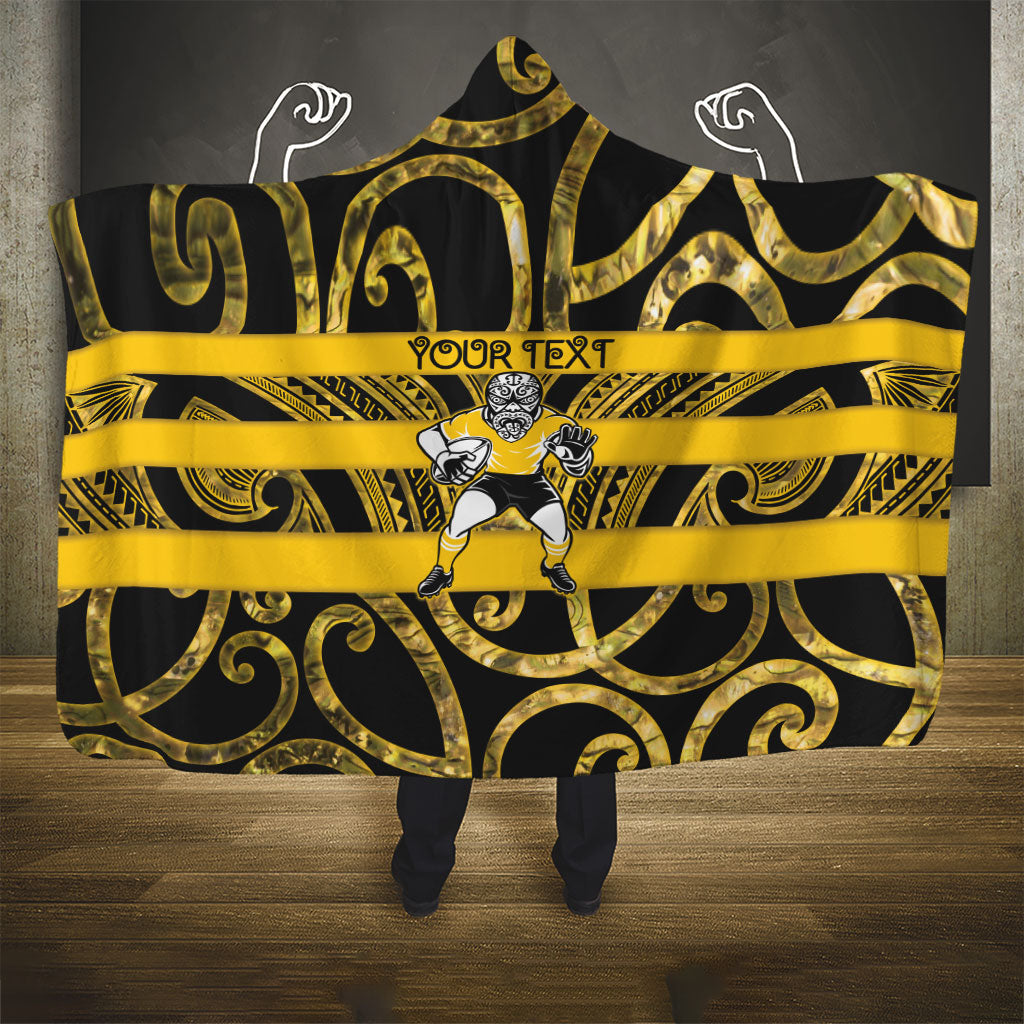 Taranaki Custom Rugby New Zealand Hooded Blanket Aotearoa Maori Pukana Tiki Mascot