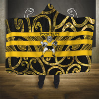 Taranaki Custom Rugby New Zealand Hooded Blanket Aotearoa Maori Pukana Tiki Mascot