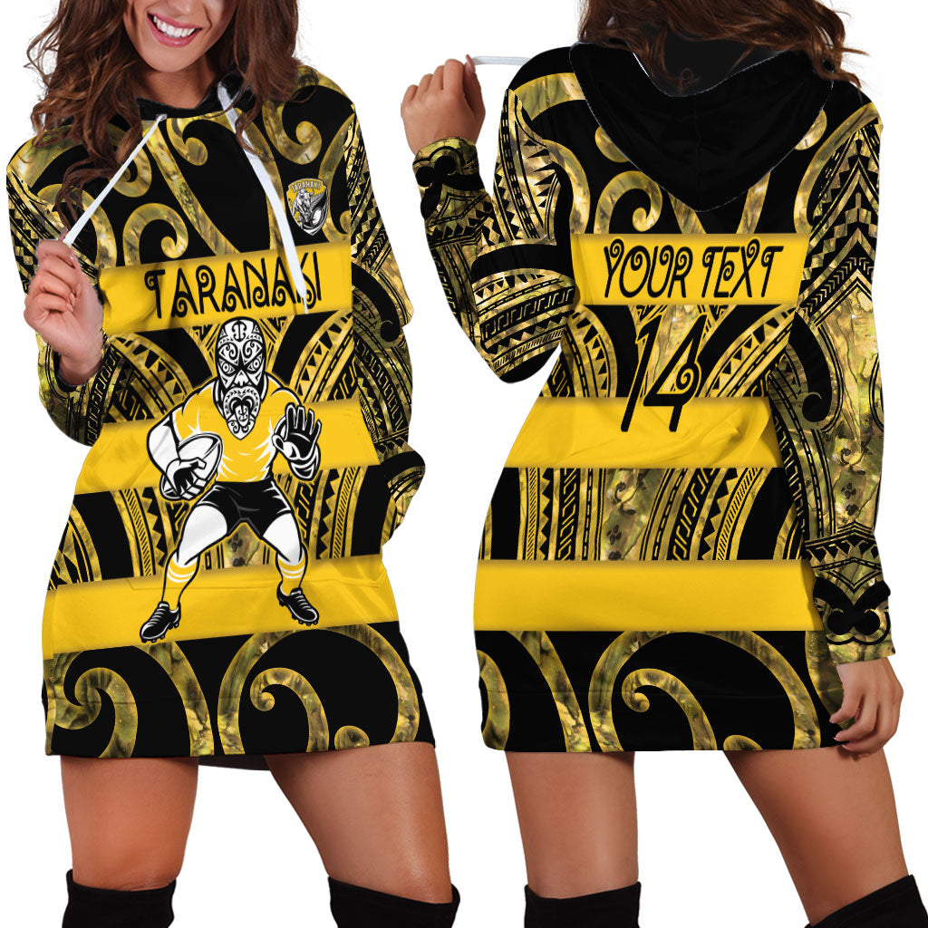 Taranaki Custom Rugby New Zealand Hoodie Dress Aotearoa Maori Pukana Tiki Mascot