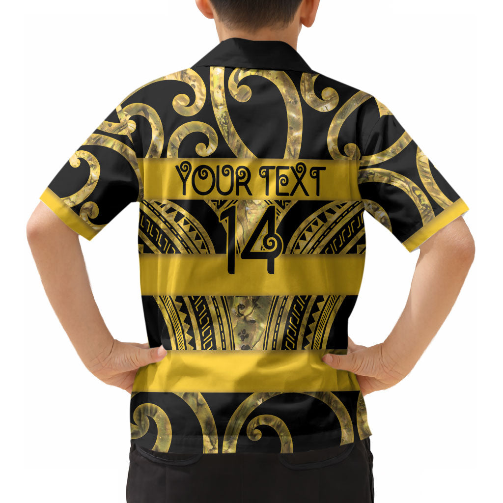 Taranaki Custom Rugby New Zealand Kid Hawaiian Shirt Aotearoa Maori Pukana Tiki Mascot